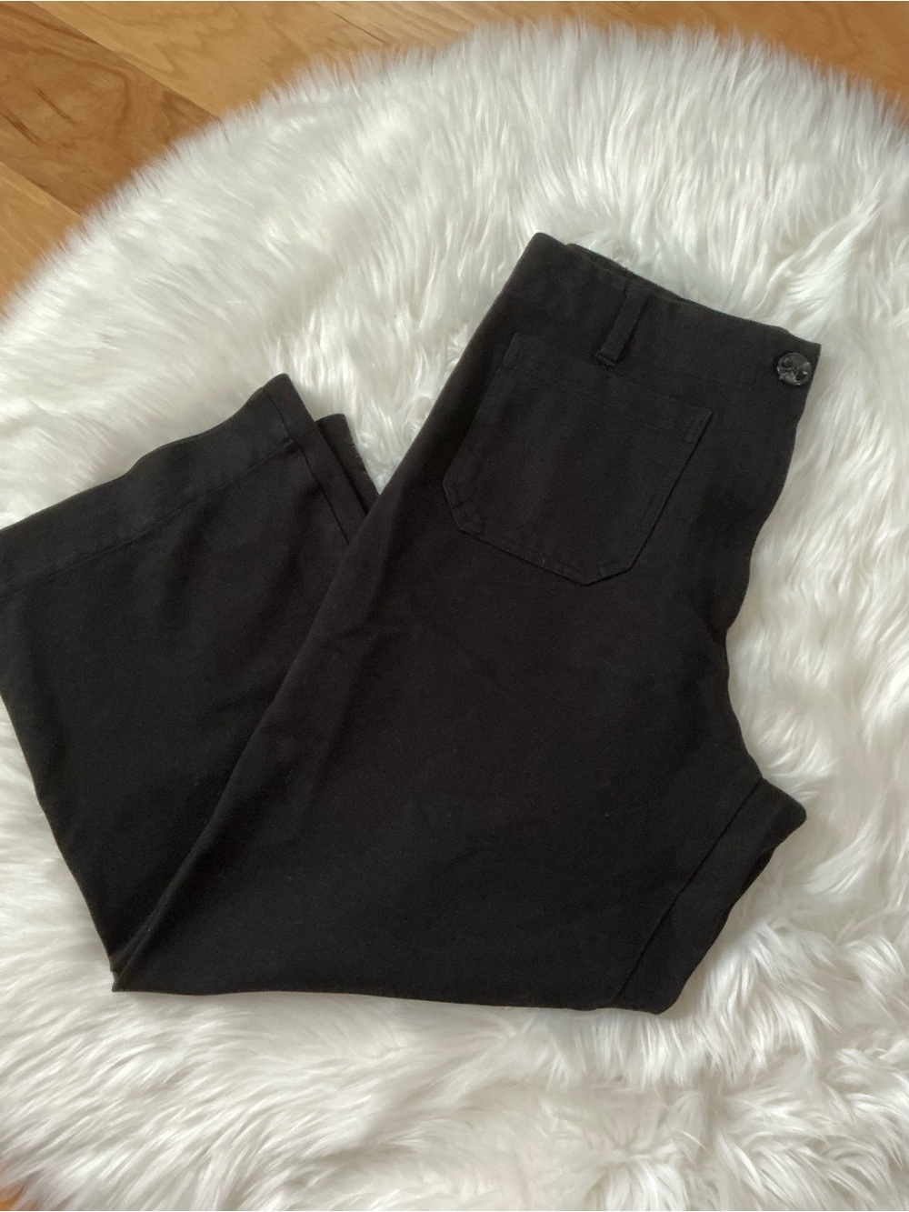 Quince Ultra Stretch Ponte Wide Leg Cropped Pants Black Size 12